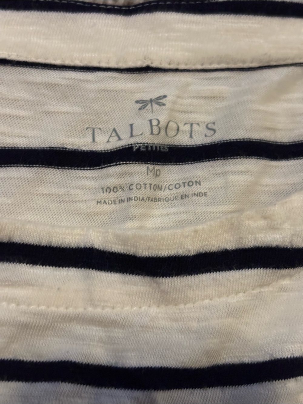 Talbots Cream and Black Striped Long-Sleeve Top with Sequin Fox - Picture 4 of 5